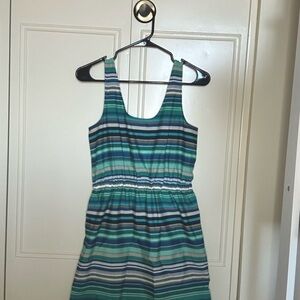 Loft XS Blue/Green Striped Dress